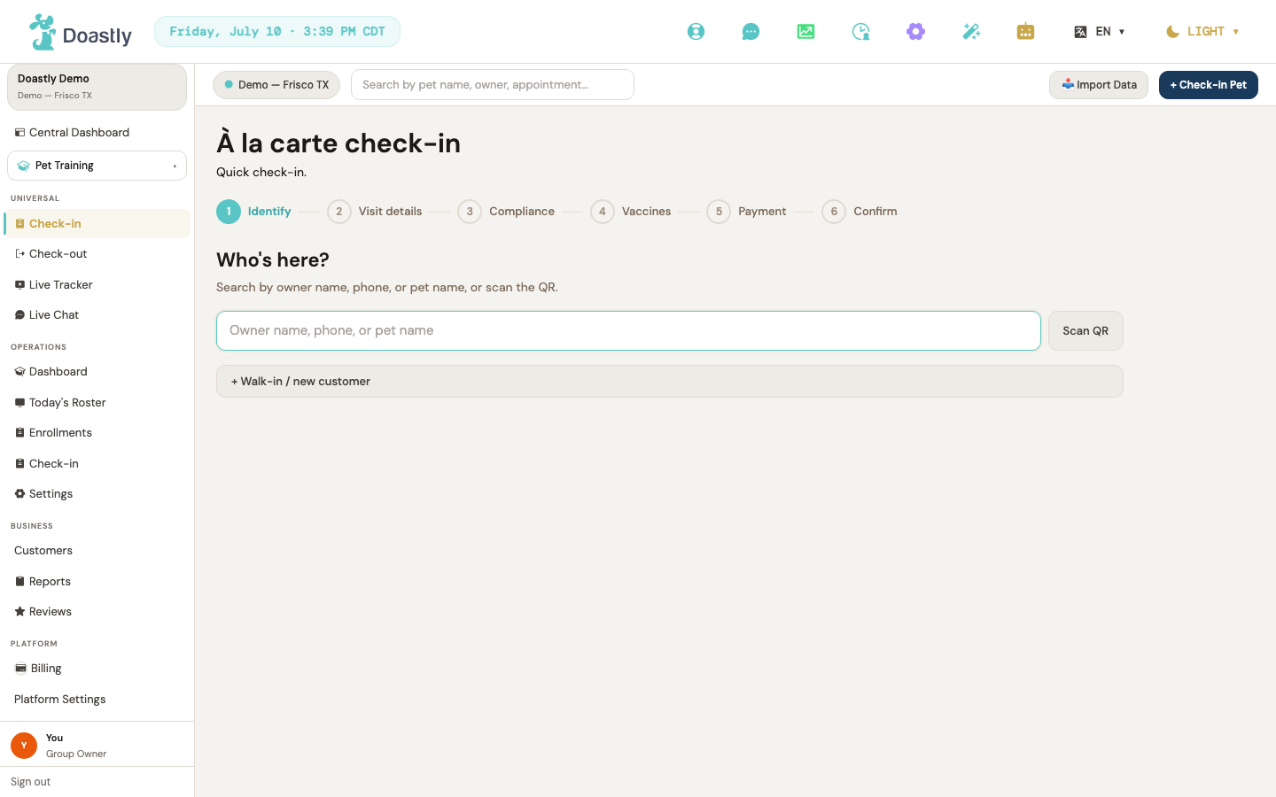 Training check-in flow